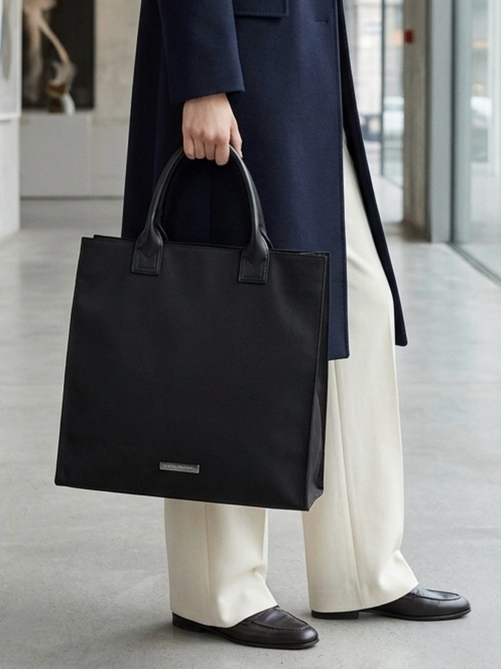 Giorgio Armani Black Canvas Tote Bag Designer Luxury Purse